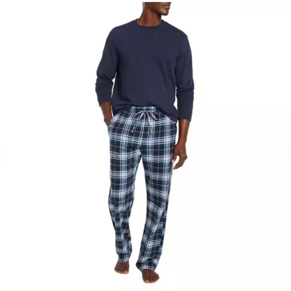 Gap Men's Flannel Pajama Set Cozy Longsleeve Drawcord Midnight Blue XL NWT - Picture 1 of 14